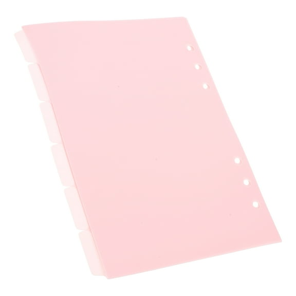 6 Pcs Ring Binder Dividers Pink Plastic Notebook Separated Pages A5 Hole