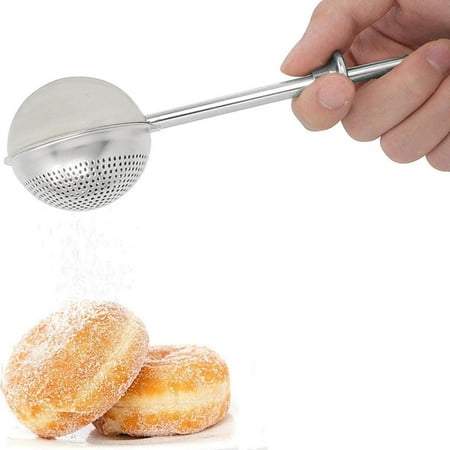 

FeiraDeVaidade Flour or Powdered Sugar Shaker Duster Stainless Steel Flour Sifter Spring-Operated Handle Sugar Shaker