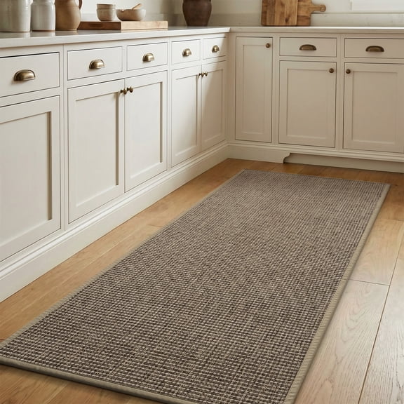 VUNATE Kitchen Rugs 20"x47" Woven Non Slip Kitchen Mat, Absorbent Washable Kitchen Rug with Durable Backing, Soft Low Profile Floor Mat for Kitchen Sink, Entryway, Laundry Room Brown