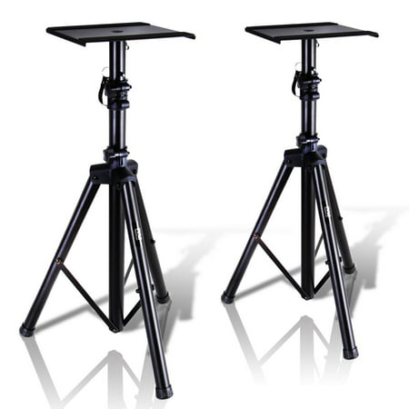 PYLE PSTND32 - Dual Studio Monitor Speaker Stand Mounts, Universal Device Stands,