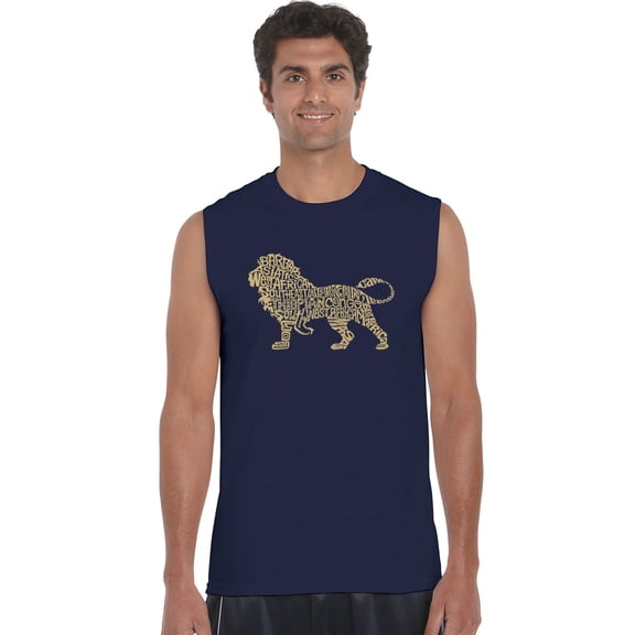 LA Pop Art Men's Word Art Sleeveless T-shirt - Lion