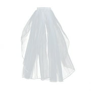 Elegant Short Wedding Veil Tulle Bridal Veils with Comb and Ribbon for Bride Flower Girls Wedding Party Photography(White)