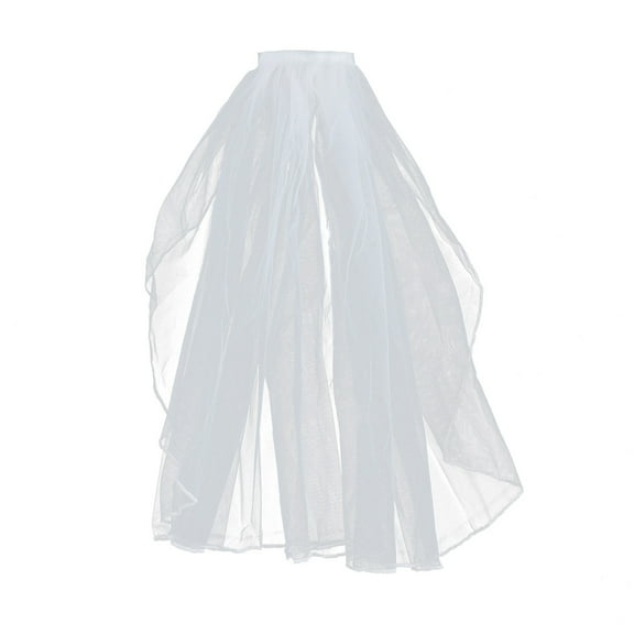Elegant Short White Tulle Wedding Veil with Comb and Ribbon, Ideal for Brides, Flower Girls, and Wedding Party Photos