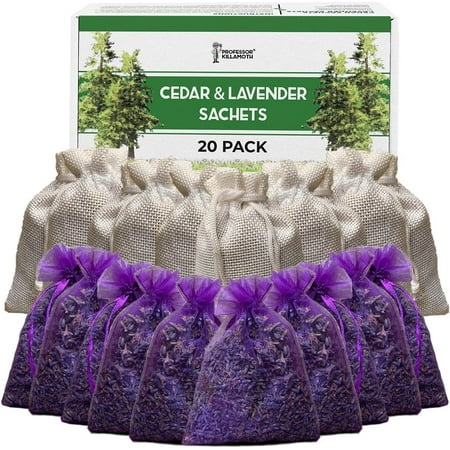 Cedar Chips and Lender Sachets (20 Pack) - Stop Clothes Damage - Cedar and Lendar for Drawers and Closets