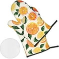 thumbnail image 2 of Citrus Fruit Pattern Print Oven Mitts and Pot Holders Sets 4 Piece Set Kitchen Women Men Cooking Baking Microwave Heat Resistant, 2 of 6
