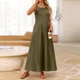 thumbnail image 5 of JULMCOMO Summer Dresses for Women 2026 Sleeveless Crew Neck Casual Comfy A Line Loose Fit Maxi Sundresses for Beach Vacation Army Green XL, 5 of 5