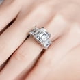 thumbnail image 5 of Silvago Jewel Prong Set 2.6 Ct Emerald Cut Lab Created Diamond Three Stone Anniversary Ring - 14K White Gold Plated Ring - 50th Wedding Anniversary Gifts - Sisters Gifts for Her, 5 of 9