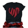 thumbnail image 2 of Riecok Valentines Day Shirts Women Plus Size Crewneck Heart T Shirt for Women Short Sleeve Summer Casual Comfy Novelty Graphic Tops Black 3XL, 2 of 4