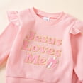 thumbnail image 5 of Pandaie 12M-4Y Toddler Girl Easter Outfit Infant Long Sleeve Pullover Sweatshirt Flare Pants Set Baby Cute Summer Clothes Red 12M(6-12 Months), 5 of 9