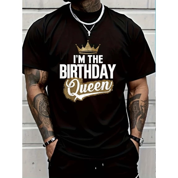 100% Cotton I'm The Birthday Queen Couples Matching Birthday Party T-Shirt Graphic T-shirts for men and women