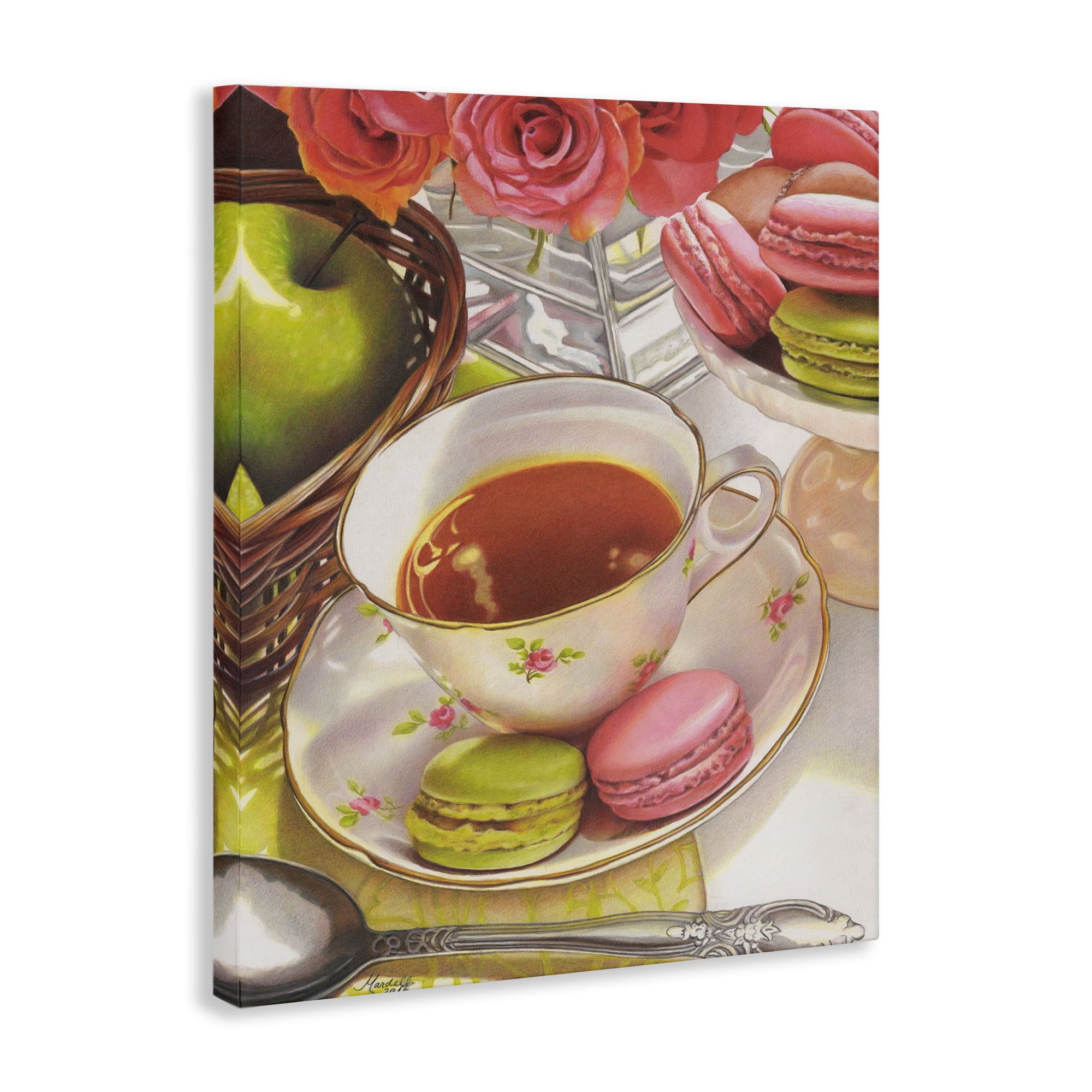 Stupell Industries Tea with Macarons Food & Beverage Painting Gallery Wrapped Canvas Art Print Wall Art, 24 x 30