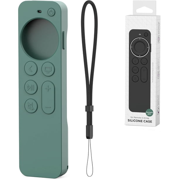Funda de Silicona Compatible con Apple TV 4K 2021 2022, Funda Protectora Control Apple TV 2 en 1 Airtag Compatible con Siri Remote de 3.ª y 2.ª generación, Viene con cordón