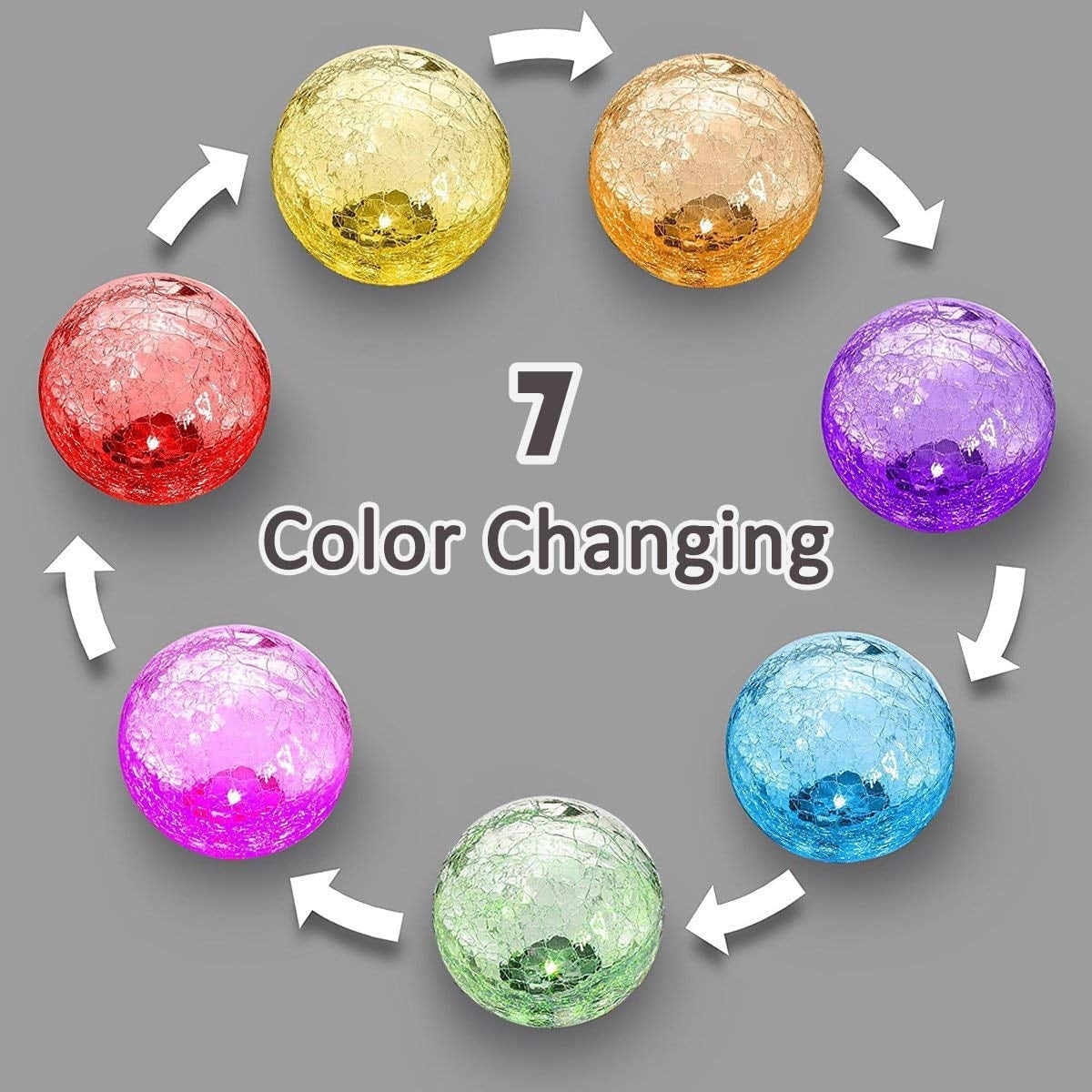 TiokMc 4 Pack Solar Garden Lights Outdoor, Color-Changing Crackle Glass Globe Lights, IP65 Waterproof LED Pathway Lighting with Auto On/Off, for Lawn Patio Yard Decor