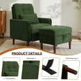 thumbnail image 4 of DREAMSIDEA Accent Chair with Storage Ottoman, Adjustable Backrest Lounge Chair with Footrest, Corduroy Reading Chair with Pillow and Side Pockets for Living Room & Bedroom-Green, 4 of 6
