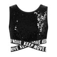 thumbnail image 4 of iiniim Kids Girls Sequin Sleeveless Hip Hop Latin Modern Jazz Dance Crop Tank Top Vest Performance Black 10, 4 of 7