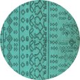 thumbnail image 1 of Ahgly Company Machine Washable Indoor Round Solid Turquoise Blue Modern Area Rugs, 3' Round, 1 of 4