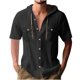 thumbnail image 2 of pstuiky camisetas de hombre, Blusa informal de manga corta con capucha, botones y bolsillo con cordón de color sólido para hombre. camisetas de hombre xxl, 2 of 6