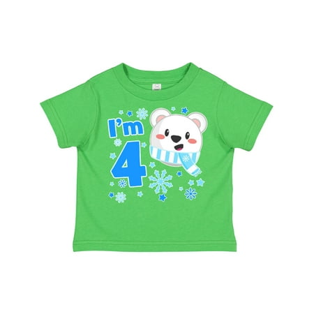 

Inktastic I m Four- Cute Polar Bear Fourth Birthday Gift Toddler Boy or Toddler Girl T-Shirt