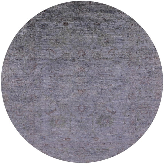 Ahgly Company Indoor Round Mid-Century Modern Purple Oriental Area Rugs, 8' Round