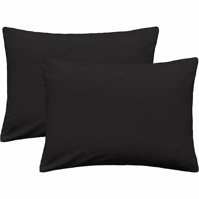 Chenchen Soft 100% Egyptian Cotton Zipper Pillow Case, Cozy and Lightweight Pillowcase, Set of 2, Black, Standard, 20" x 26"