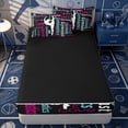 thumbnail image 4 of Erosebridal Black Gymnastics Text Print Zipper Twin Comforter Sets with Fitted Sheet and 2 Pillowcases,White Gymnast Outline Dark Base Accent Zipper Bedding Set,Black White,4-Piece,Black Reversible, 4 of 6