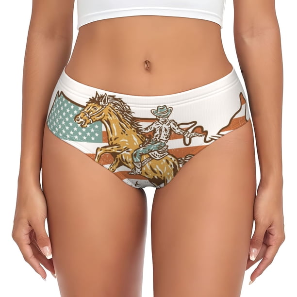 Fotbe Vintage Wild West Cowboy Calzones Estampados para Mujer – Ropa Interior de Algodón, Cómoda, Suave y Elástica-X-Large