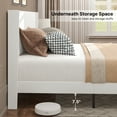 thumbnail image 6 of Aiho Full Bed Frame with Wingback Upholstered Headboard, Wood Slat Support, Noise-Free, No Box Spring Needed, 850 lbs, White, 6 of 10