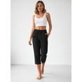 thumbnail image 2 of Rosvigor Plus Size Womens Hiking Capri Pants High Waisted Drawstring Cargo Pants Women Quick Dry Capris Athletic Lounge Travel Trousers, 2 of 7