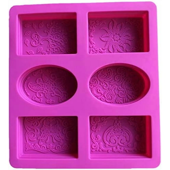 Silicone Soap Mold for Soap Making 3D 6 Forms Oval Soap Mould Handmade Craft Flowers Bathroom Kitchen Soap Mold