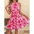 thumbnail image 6 of Hot Pink Clasi Halter Tie Waist A-Line Dress, Suitable For Vacation, 6 of 7