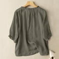 thumbnail image 3 of ZANZEA Cotton Three Quarter Sleeve O-Neck Solid Color Ruffles Blouses Womens, 3 of 3