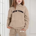 thumbnail image 2 of Stylish Girls Outfits and Sets Long Sleeve Solid Warm Hoodie Pullover Tops with Pants Kids Casual Wear Sweat Suit, 2 of 4