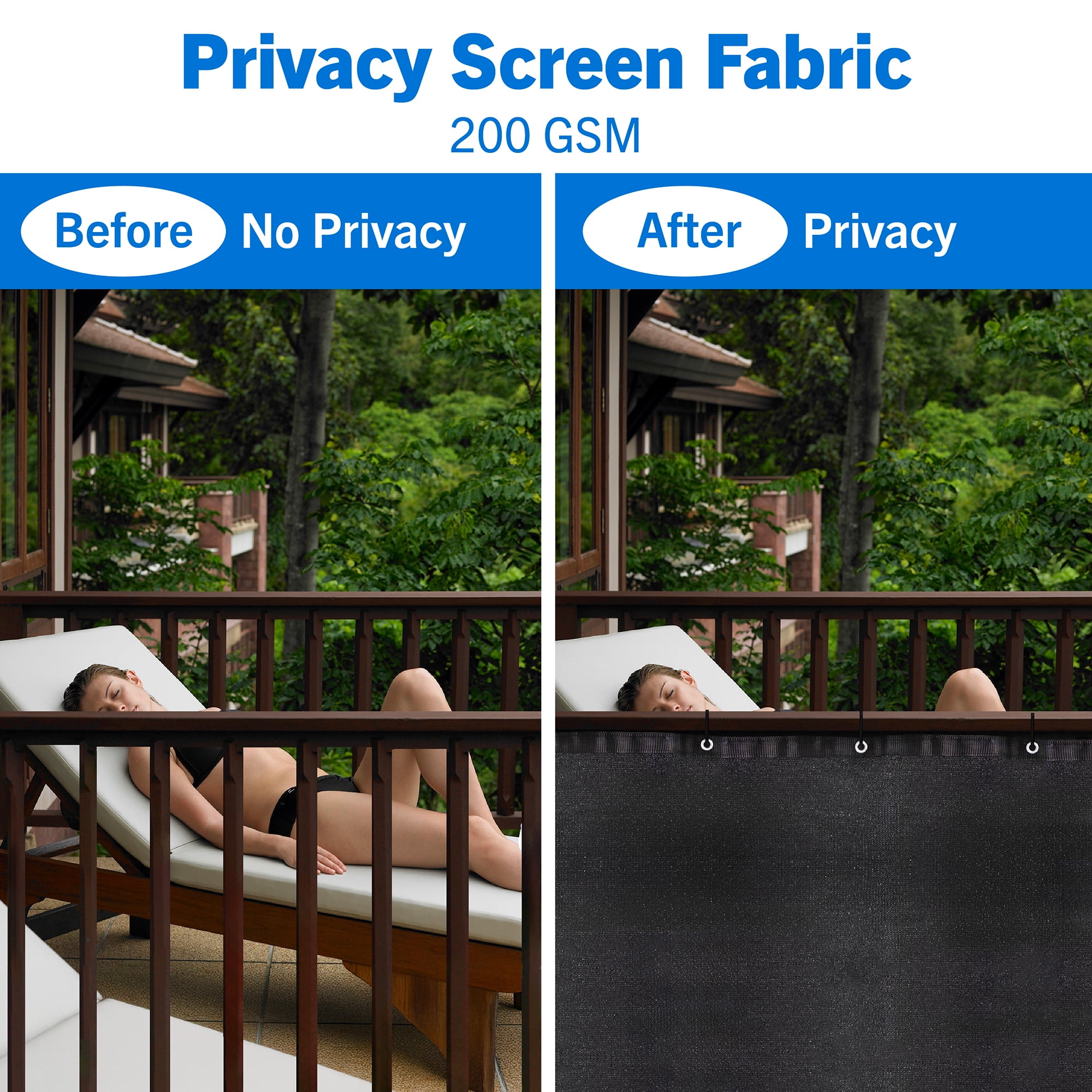 Screenguard 3ft H x 10ft L Black Privacy Fabric with Nylon Ties