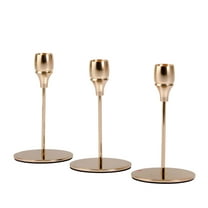 Moocorvic 3Pcs Candlestick Holders for Taper, Vintage Candle Stick for Fireplace Party Dining Christmas Table Centerpiece Decoration(Gold)