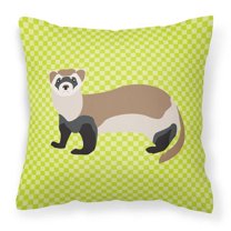 Carolines Treasures BB7704PW1414 Ferret Green Fabric Decorative Pillow, 14 x 14 in.