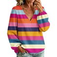 thumbnail image 2 of Lnmiateer Print V Neck Long Sleeve Tunic for Women Loose Fit Breathable Casual Trendy Streetwear Fashion Daily Blouse, 2 of 6