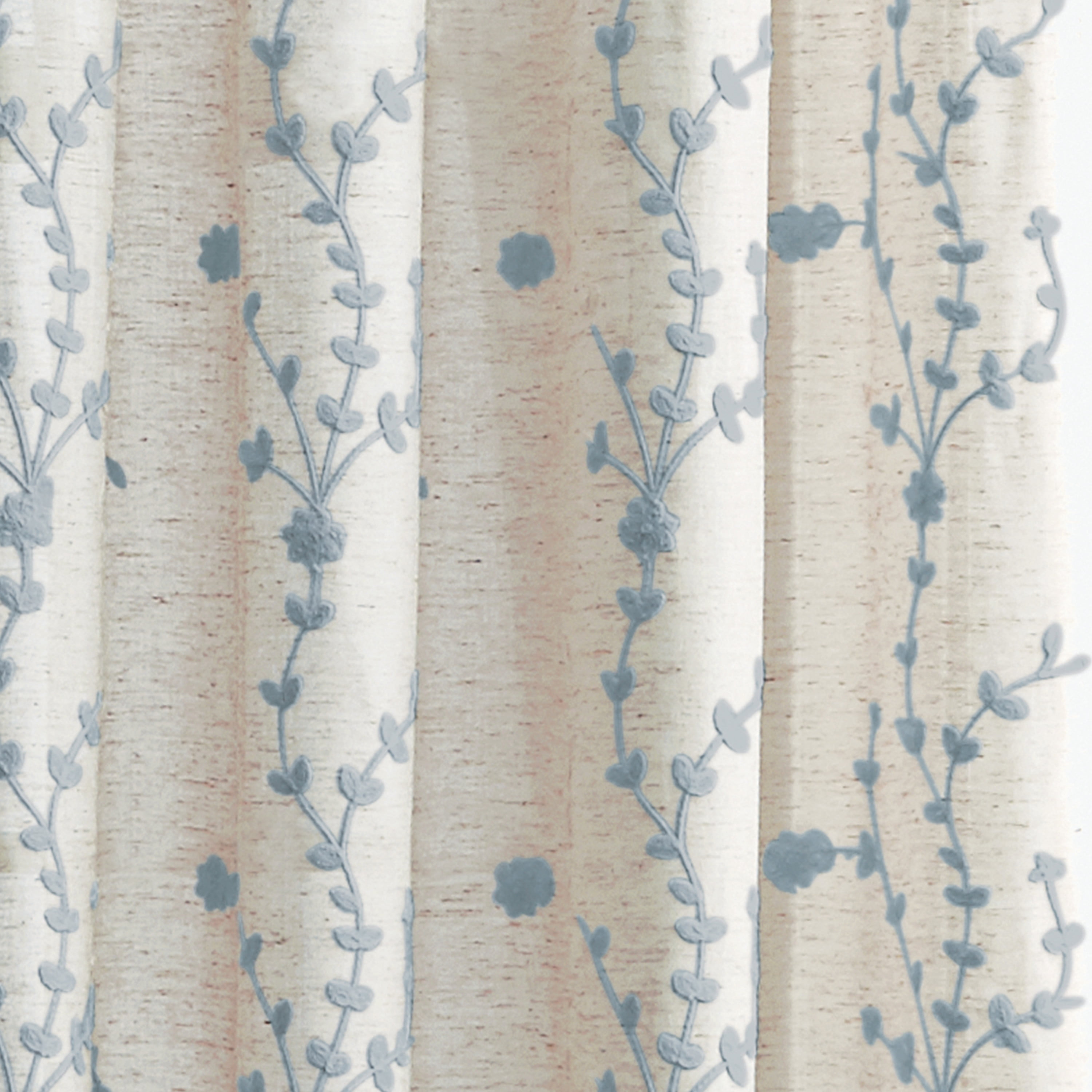 CHF Lynette, Polyester/Linen/Other Fiber, Light Filtering Single Panel Rod Pocket Curtain, Aqua , 50"x84", Adult
