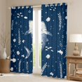thumbnail image 2 of Manfei Sea Shark Curtains and Drapes Pack of 2 (52x63 Each), Cute Seashell Plant Black Out Curtains, Dark Blue, 2 of 6