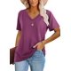thumbnail image 1 of Camiseta Lunivop para mujer, cuello en V, manga corta, color coral S, 1 of 3