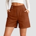 thumbnail image 2 of vigerkar High Waisted Shorts Women Cotton Button Detail Casual Shorts Vacation Short Pants with Pockets, Lightweight Classic Fit Summer Beach Travel (Coffee, S), 2 of 7