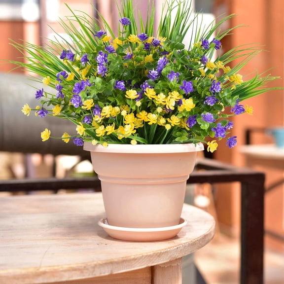 Coolmade 9 Bundles Artificial Daisies, 13" UV Resistant Fake Silk Flowers, Indoor Outdoor Home Kitchen Patio Spring Decoration