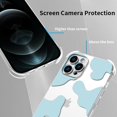 thumbnail image 2 of Compatible with iPhone 12 Pro Max Phone Case for Women, Transparent Shell Four Corner Protection Edge with Cute Cow Print Design, Lens Edge Raised Protection for iPhone 12 Pro Max 6.7"-Blue, 2 of 12