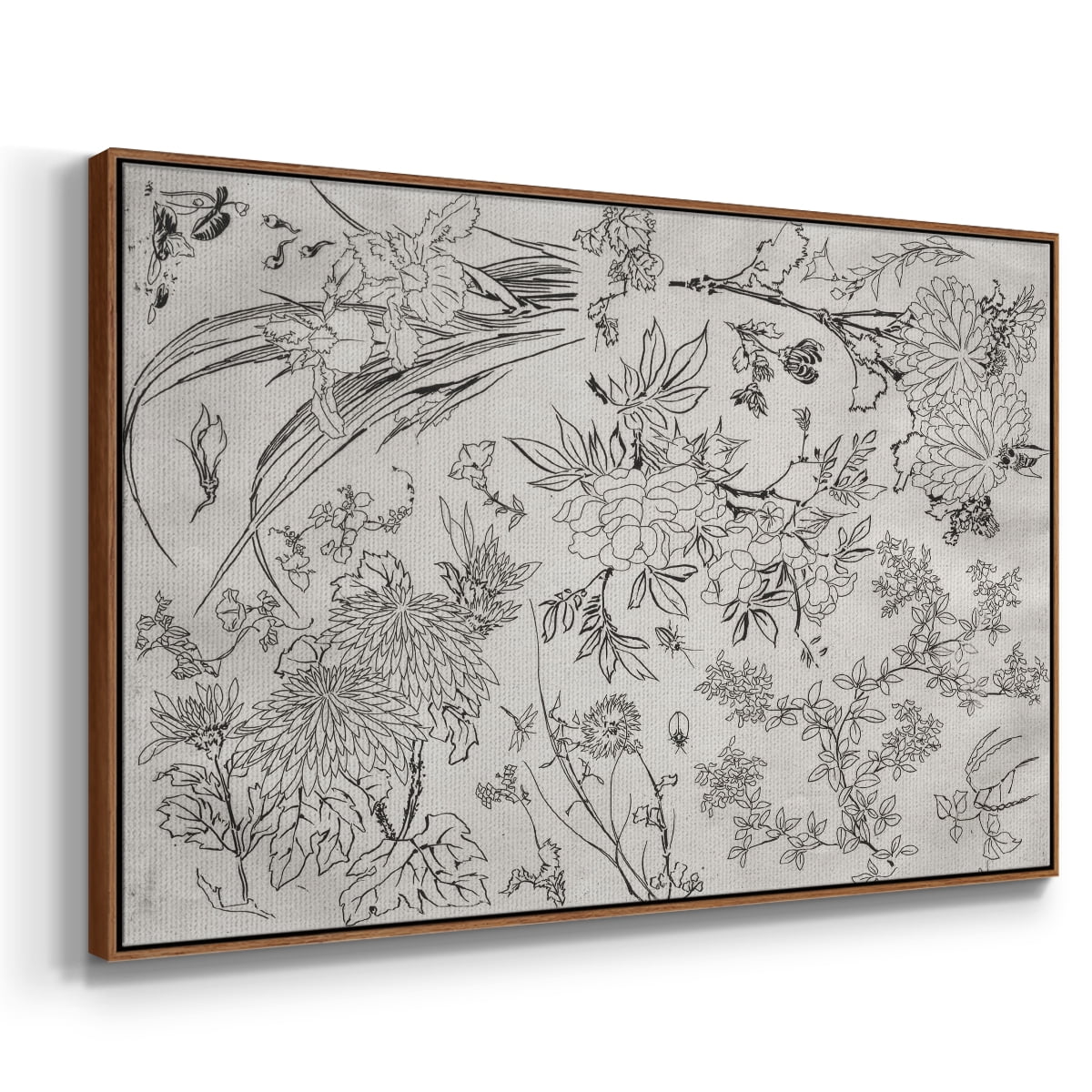 Vintage Abstract Print-XVI Framed in Walnut Wood Gallery Wrapped Canvas 25 in. x 37 in.