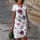 thumbnail image 2 of Vestido estampado floral con cuello en V de manga corta informal de verano para mujer a la moda Fridja  qw6488, 2 of 5