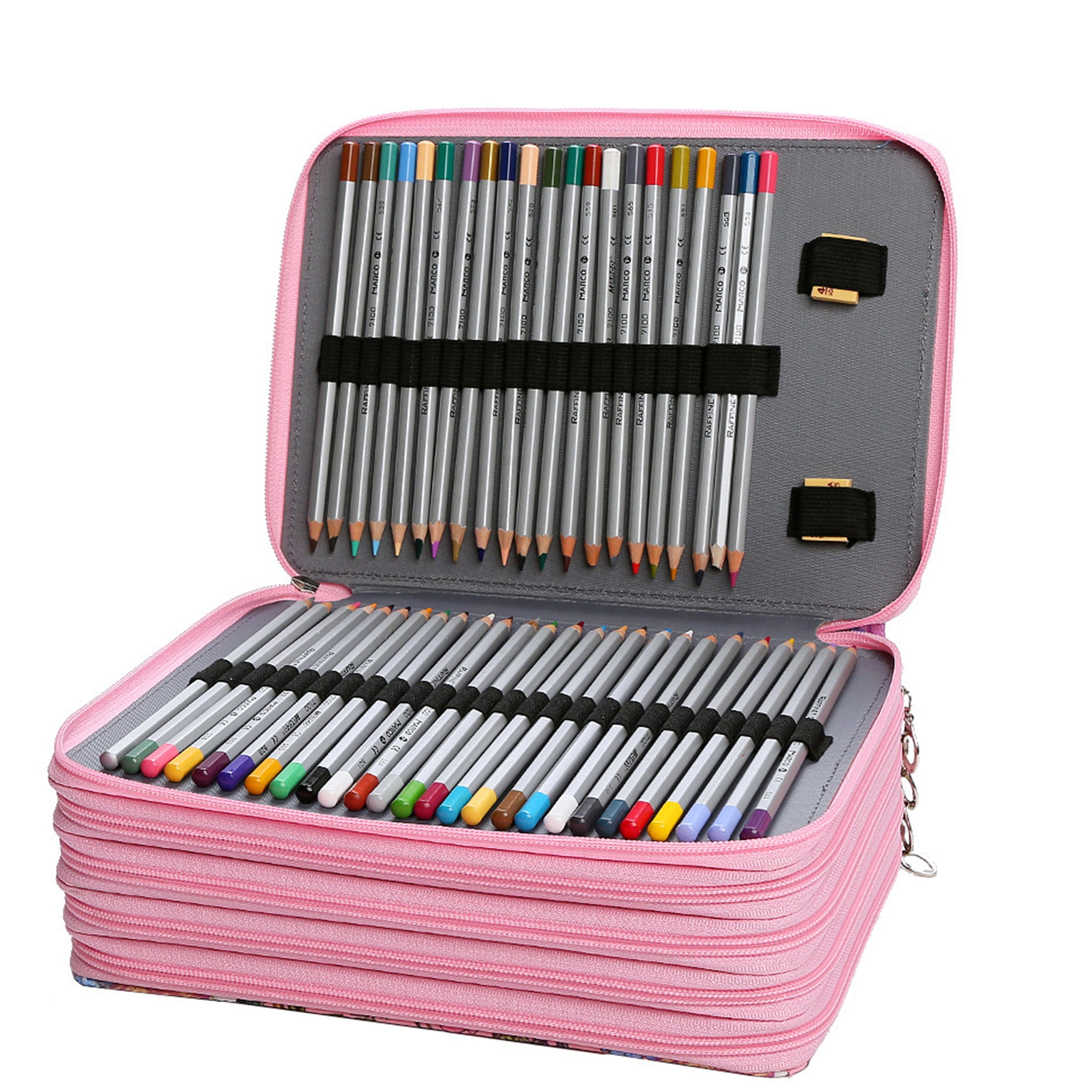 Black Colored Pencil Case with Zipper, 252 Slots Large Capacity Pencil Bag Oxford Cloth Pencil Holder Organizer for Teen Adult Artist