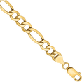 thumbnail image 2 of 10K Solid Yellow Gold 7.3mm Figaro Link Chain Bracelet, 2 of 4