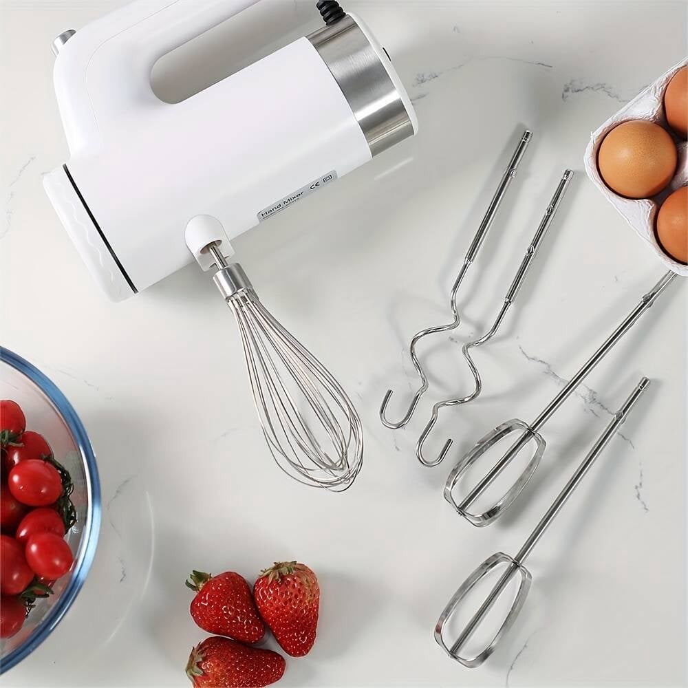 SAY YEAH Electric Hand Mixer,Upgrade 5 Speed Hand Mixer with Turbo Boost,Kitchen Immersion Blender for Food Whipping,Egg Beaters Includes 6 Attachments,White