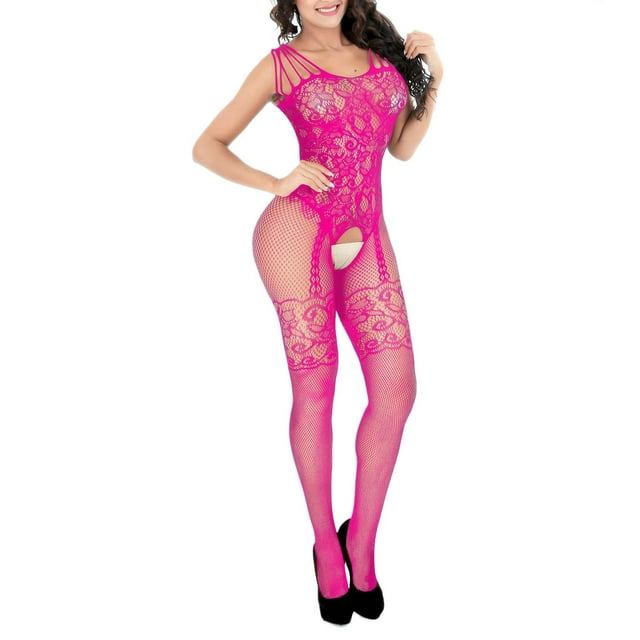 Fishnet Bodysuits Catsuit Womens Transparent Open Crotch See Through Full Body Stockings Mesh Hot Erotic Lingerie