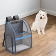 thumbnail image 3 of Pet Carrier Backpack, Foldable Pet Carrier Breathable Cat Backpack Carrier Bag with Mesh Window for Cat Puppy Rabbit Small Dogs Travel Camping Hiking Gray+Blue, 3 of 8