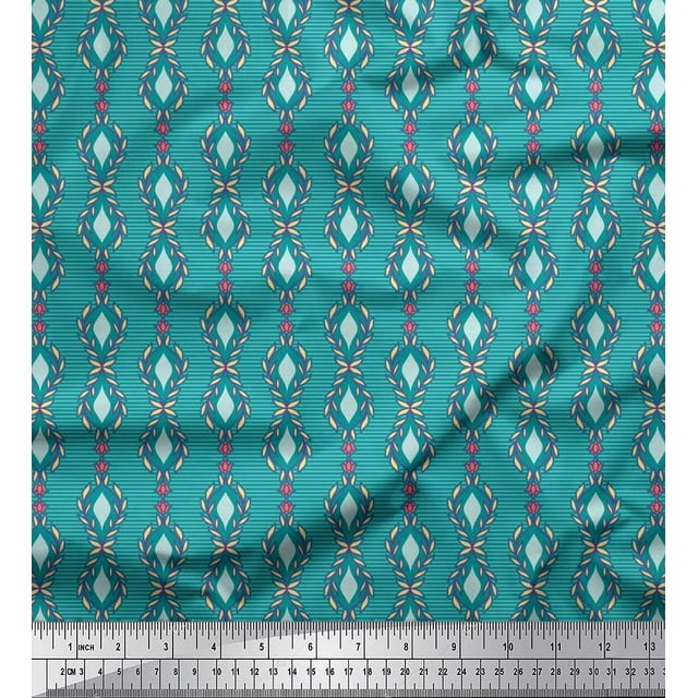 Soimoi Velvet Fabric Floral & Ogee Damask Print Fabric by Yard 58 Inch Wide